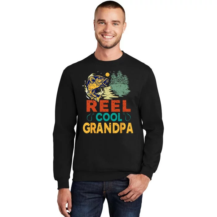 Reel Cool Grandpa Fishing Fun Fathers Day Fishermen Tall Sweatshirt