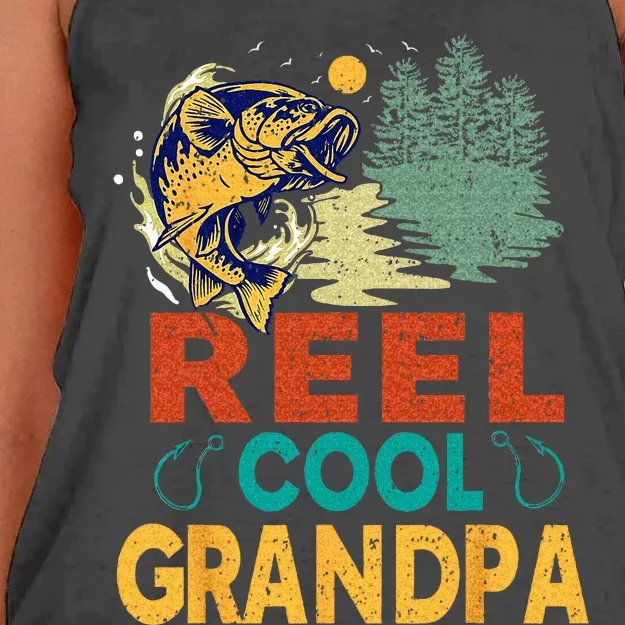 Reel Cool Grandpa Fishing Fun Fathers Day Fishermen Women's Knotted Racerback Tank