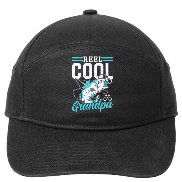 Reel Cool Grandpa Fish Fisherman Fishing Sayings Fisher 7-Panel Snapback Hat