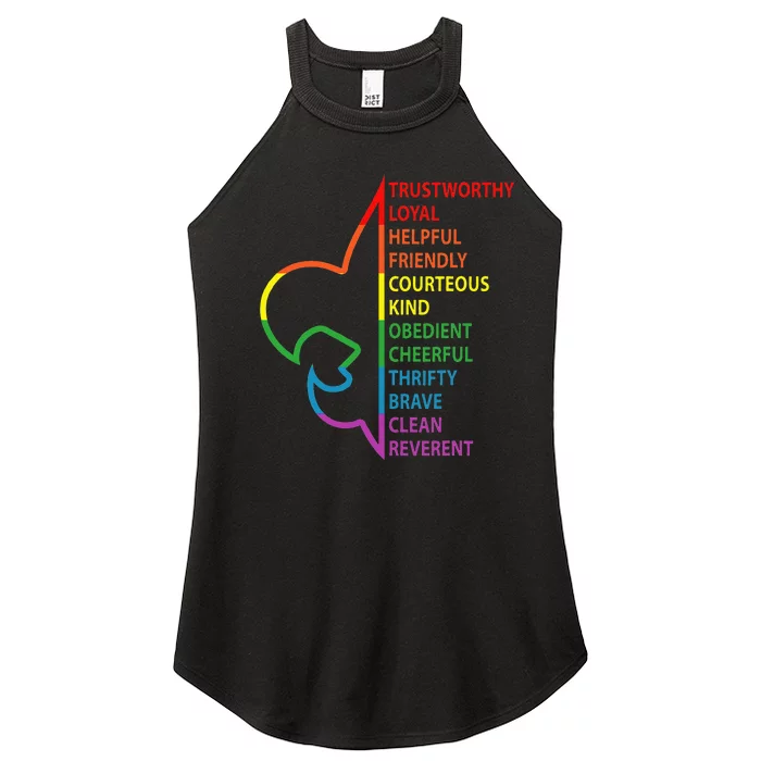 Rainbow Colorful Graphic Scout Law Women’s Perfect Tri Rocker Tank