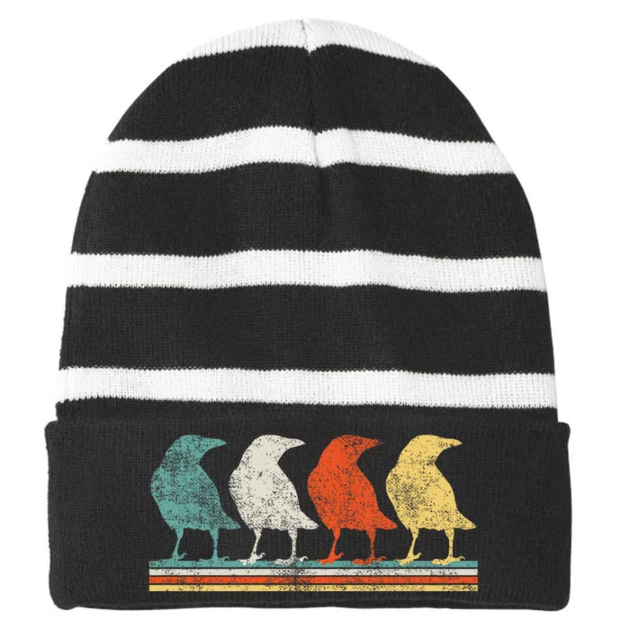 Retro Crow Gifts Striped Beanie with Solid Band