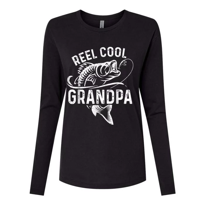 Reel Cool Grandpa Fisherman Father's Day Funny Fishing Womens Cotton Relaxed Long Sleeve T-Shirt