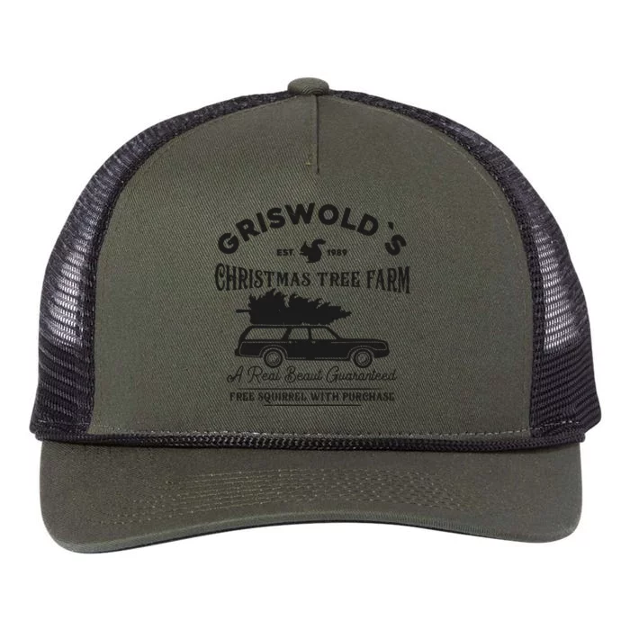 Retro Christmas Griiswold Christmas Tree Farm Holiday Retro Rope Trucker Hat Cap