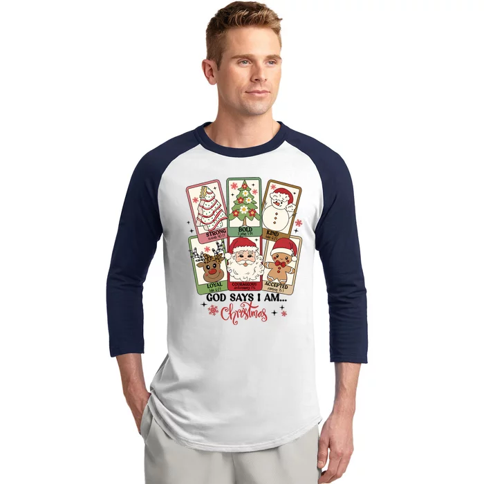 Retro Christmas God Says I Am Santa Claus Baseball Sleeve Shirt