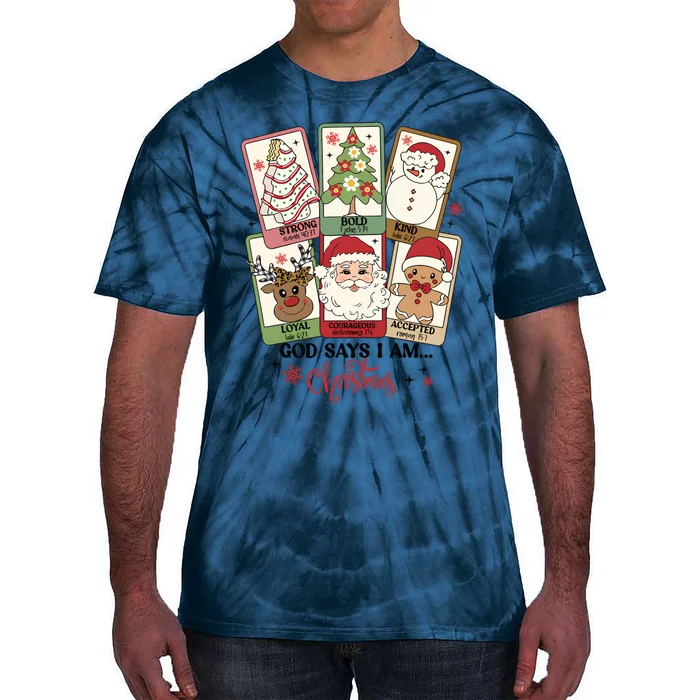 Retro Christmas God Says I Am Santa Claus Tie-Dye T-Shirt