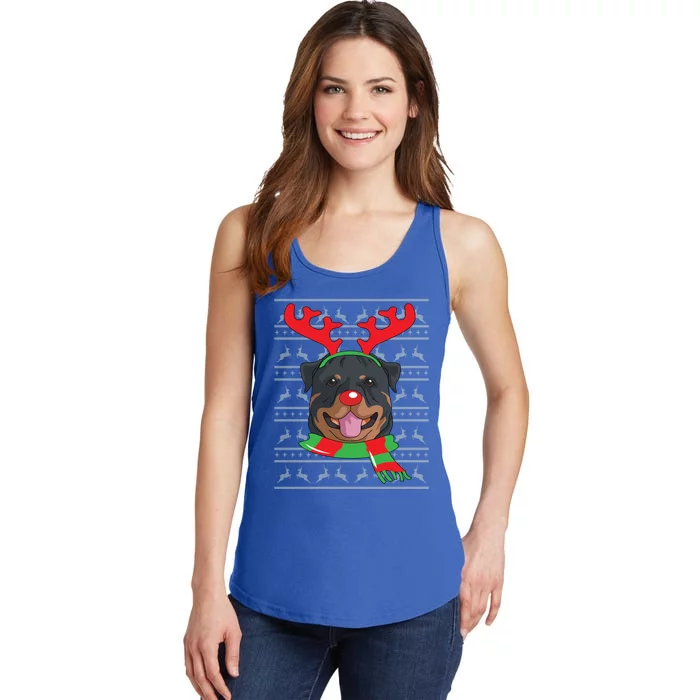 Rottweiler Cute Gift Reindeer Christmas Gift Top Ladies Essential Tank