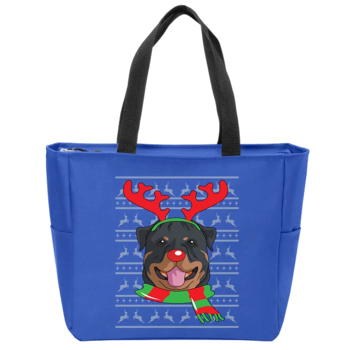 Rottweiler Cute Gift Reindeer Christmas Gift Top Zip Tote Bag