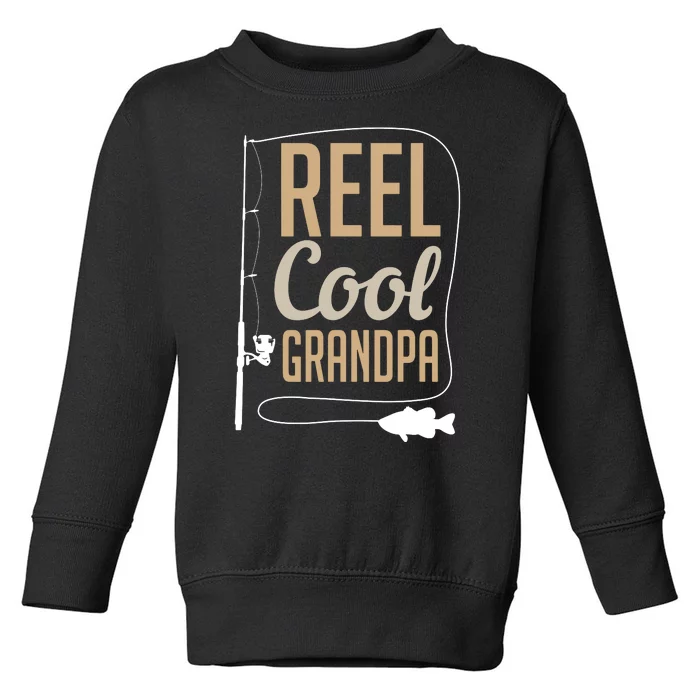 Reel Cool Grandpa Fishing Lover Vintage Father's Day Toddler Sweatshirt