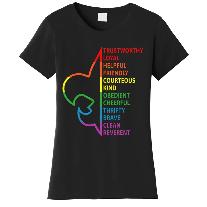 Rainbow Colorful Graphic Scout Law Women's T-Shirt