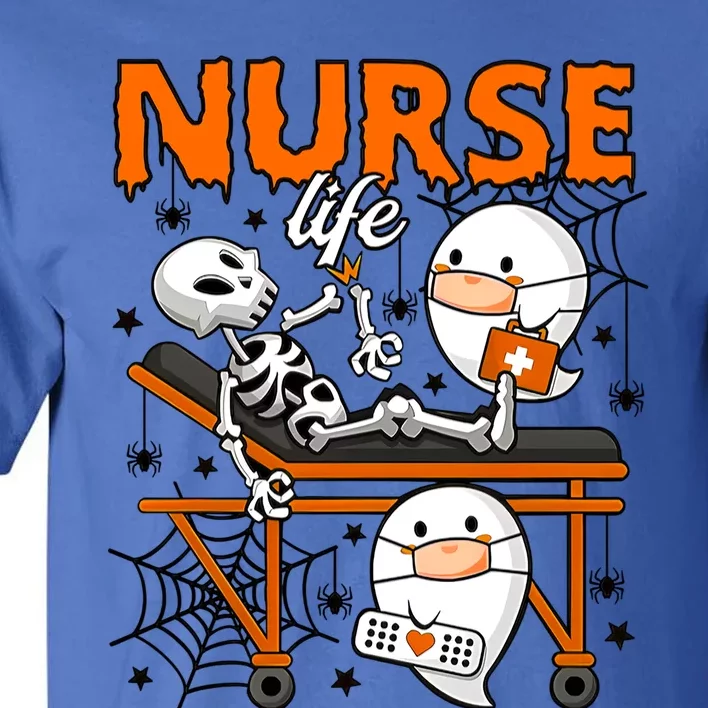 Retro Cute Ghost Boo Nurse Life Skeleton Halloween Costume Gift Tall T-Shirt