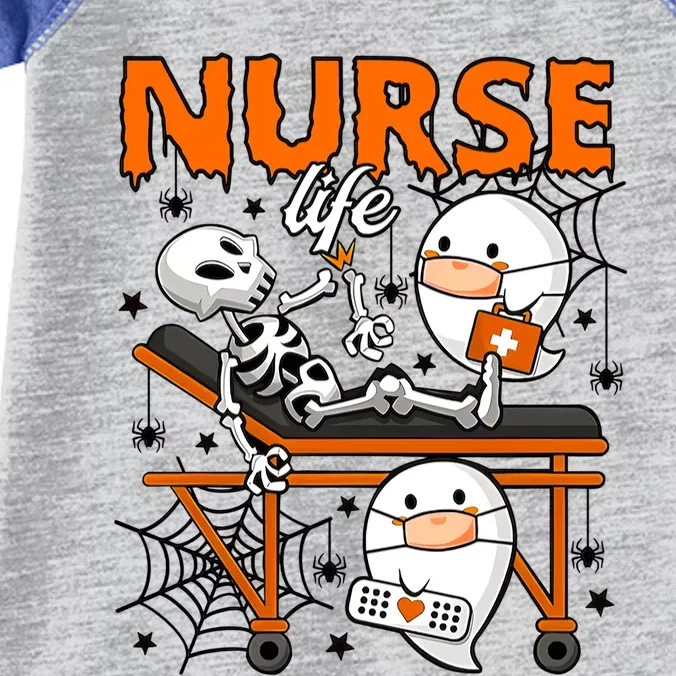 Retro Cute Ghost Boo Nurse Life Skeleton Halloween Costume Gift Infant Baby Jersey Bodysuit