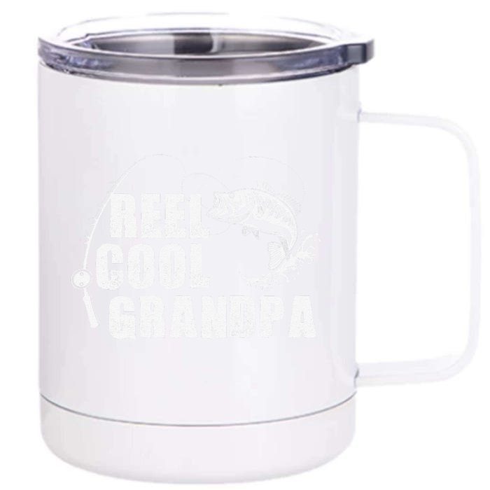 Reel Cool Grandpa Fishing Gift For Dad Or Grandpa Front & Back 12oz Stainless Steel Tumbler Cup