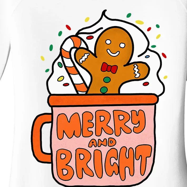 Retro Christmas Gingerbread Merry And Bright Christmas Women's Perfect Tri Tunic Long Sleeve Shirt