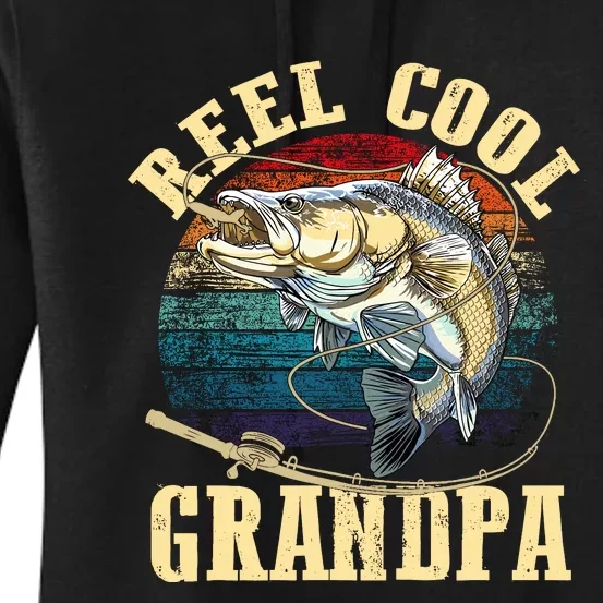 Reel Cool Grandpa Funny Fishing Fathers Day Women's Pullover Hoodie