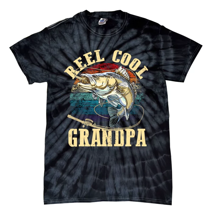 Reel Cool Grandpa Funny Fishing Fathers Day Tie-Dye T-Shirt