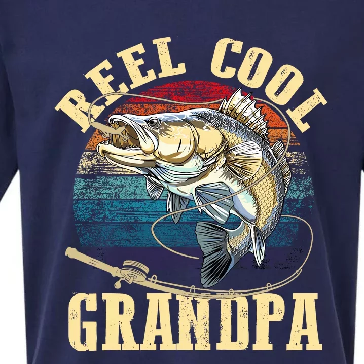 Reel Cool Grandpa Funny Fishing Fathers Day Sueded Cloud Jersey T-Shirt