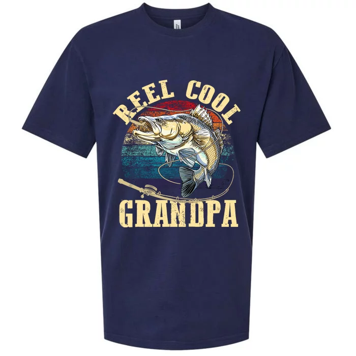 Reel Cool Grandpa Funny Fishing Fathers Day Sueded Cloud Jersey T-Shirt