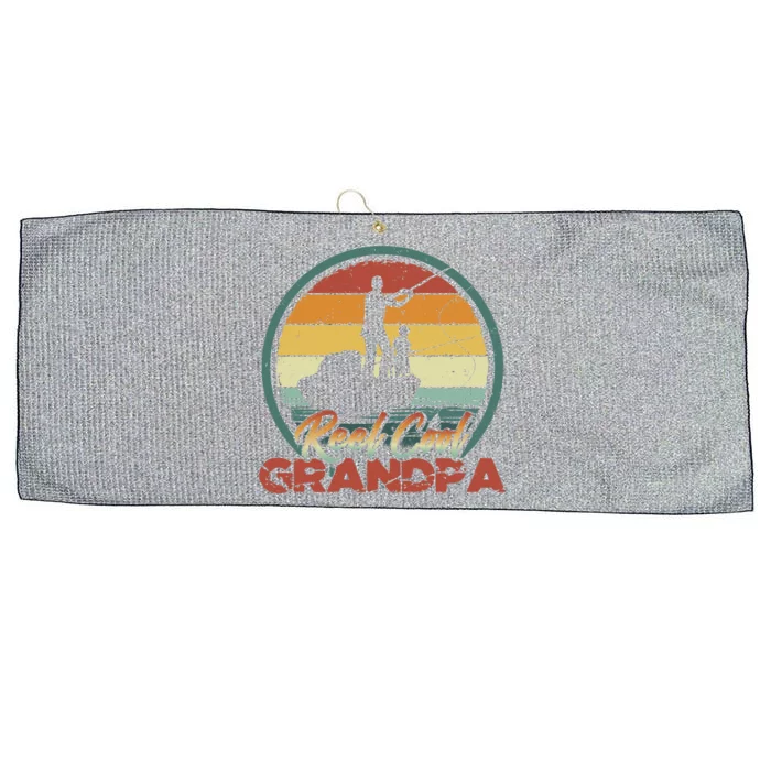 Reel Cool Grandpa Great Gift Retro Fishing Family Gift Large Microfiber Waffle Golf Towel