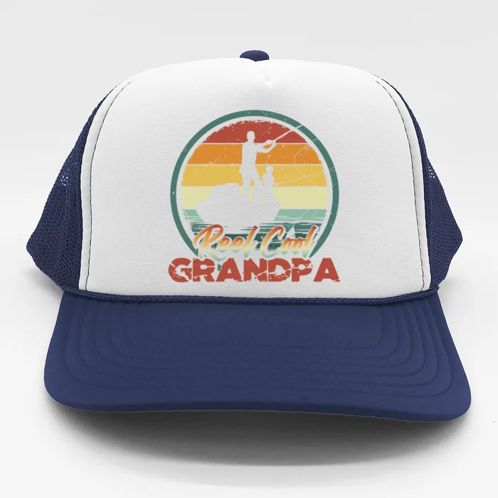 Reel Cool Grandpa Great Gift Retro Fishing Family Gift Trucker Hat