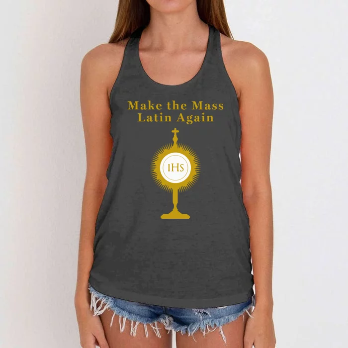 Roman Catholic Gift Make The Mass Latin Again Women's Knotted Racerback Tank