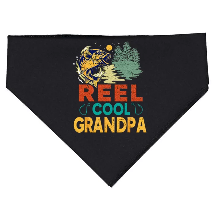 Reel Cool Grandpa Fishing Fun Fathers Day Fishermen USA-Made Doggie Bandana