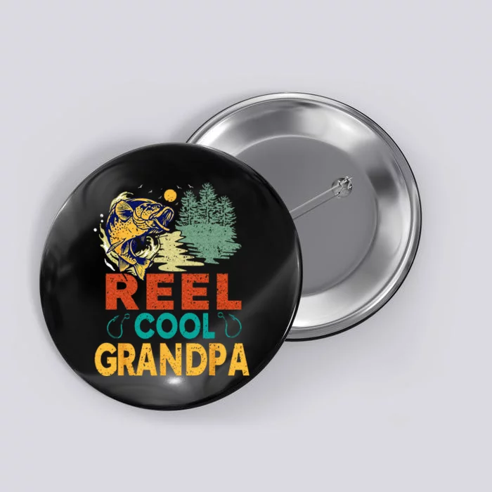 Reel Cool Grandpa Fishing Fun Fathers Day Fishermen Button