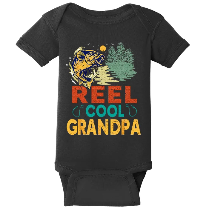 Reel Cool Grandpa Fishing Fun Fathers Day Fishermen Baby Bodysuit