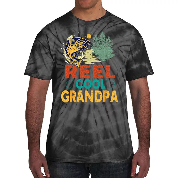 Reel Cool Grandpa Fishing Fun Fathers Day Fishermen Tie-Dye T-Shirt