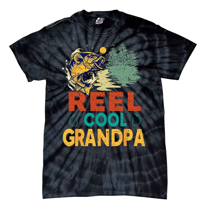 Reel Cool Grandpa Fishing Fun Fathers Day Fishermen Tie-Dye T-Shirt