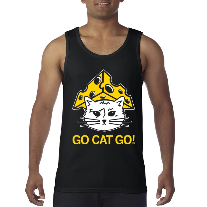 Raygunshirts Cheesehead Gary Go Cat Go Tank Top