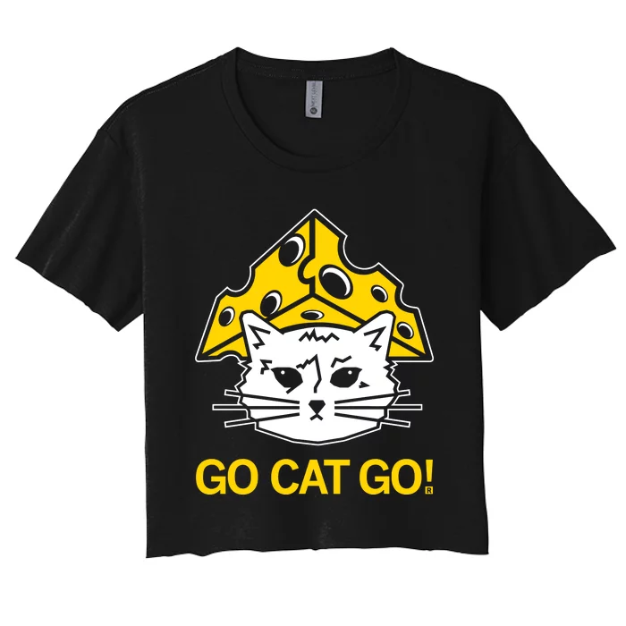 Raygunshirts Cheesehead Gary Go Cat Go Women's Crop Top Tee