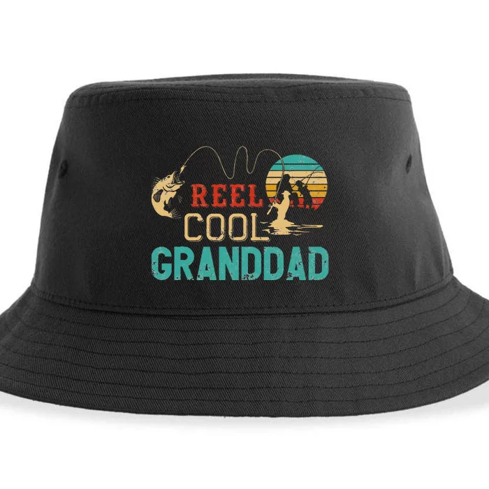 Reel Cool Granddad Vintage Funny Fishing Rod Gifts Grandpa Sustainable Bucket Hat