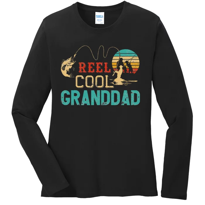 Reel Cool Granddad Vintage Funny Fishing Rod Gifts Grandpa Ladies Long Sleeve Shirt