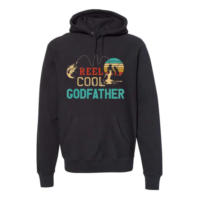 Reel Cool Godfather Vintage Funny Fishing Rod Gift Premium Hoodie