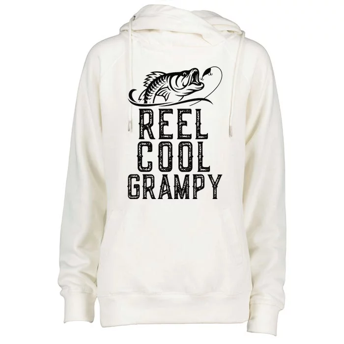 Reel Cool Grampy Fishing Fisherman Funny Retro Womens Funnel Neck Pullover Hood