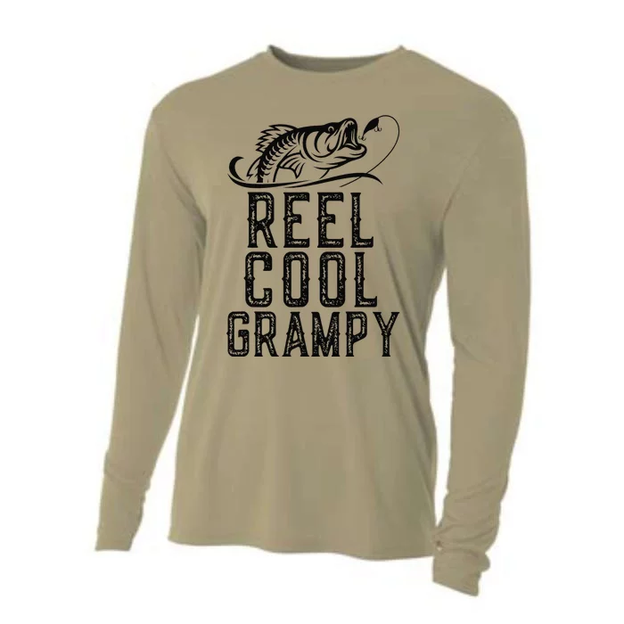 Reel Cool Grampy Fishing Fisherman Funny Retro Cooling Performance Long Sleeve Crew