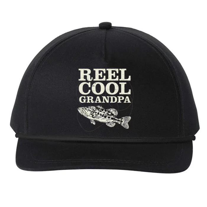 Reel Cool Grandpa Fly Fishing Walleye Fishing Pole Grandpa Snapback Five-Panel Rope Hat