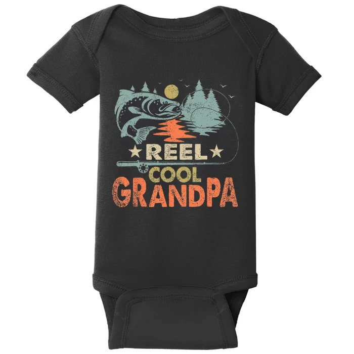 Reel Cool Grandpa Fishing Lover Vintage Father's Day Baby Bodysuit