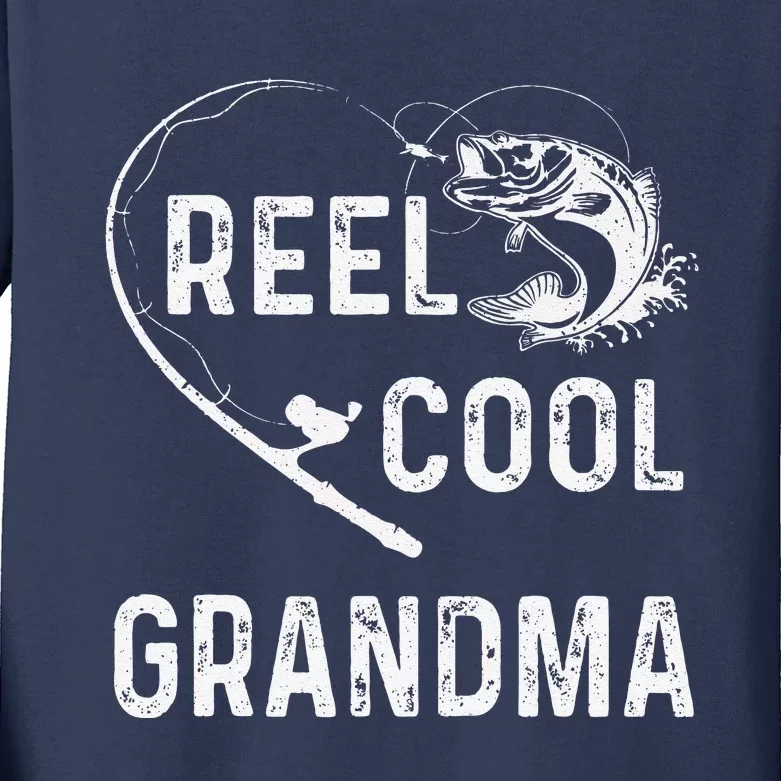 Reel Cool Grandma Retro Fishing Lover For Mothers Day Kids Long Sleeve Shirt