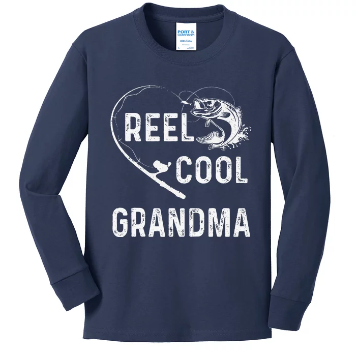 Reel Cool Grandma Retro Fishing Lover For Mothers Day Kids Long Sleeve Shirt