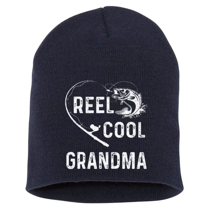 Reel Cool Grandma Retro Fishing Lover For Mothers Day Short Acrylic Beanie