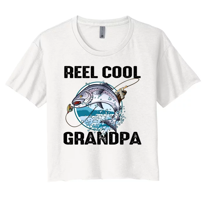 Reel Cool Grandpa Women's Crop Top Tee