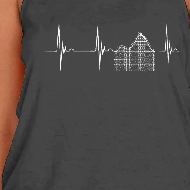 Roller Coaster Heartbeat Ekg Pulsline Thrillseekers Women's Knotted Racerback Tank