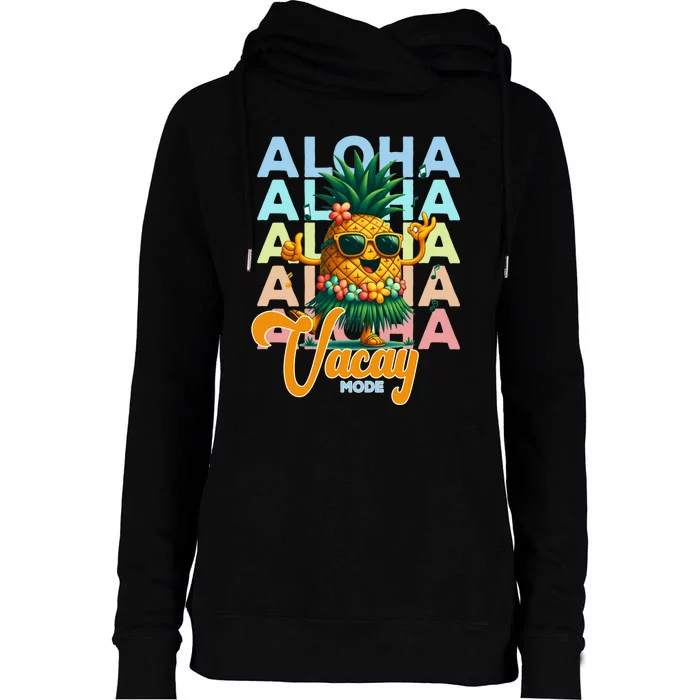 Retro Cute Hawaii Pineapple Grass Womens Funnel Neck Pullover Hood