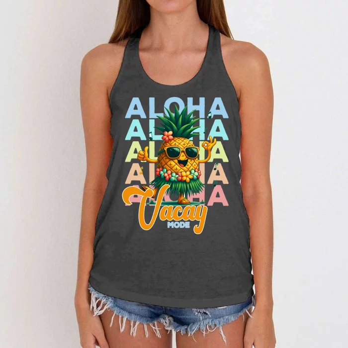 Retro Cute Hawaii Pineapple Grass Women's Knotted Racerback Tank