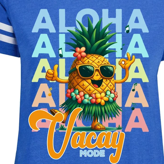 Retro Cute Hawaii Pineapple Grass Enza Ladies Jersey Football T-Shirt