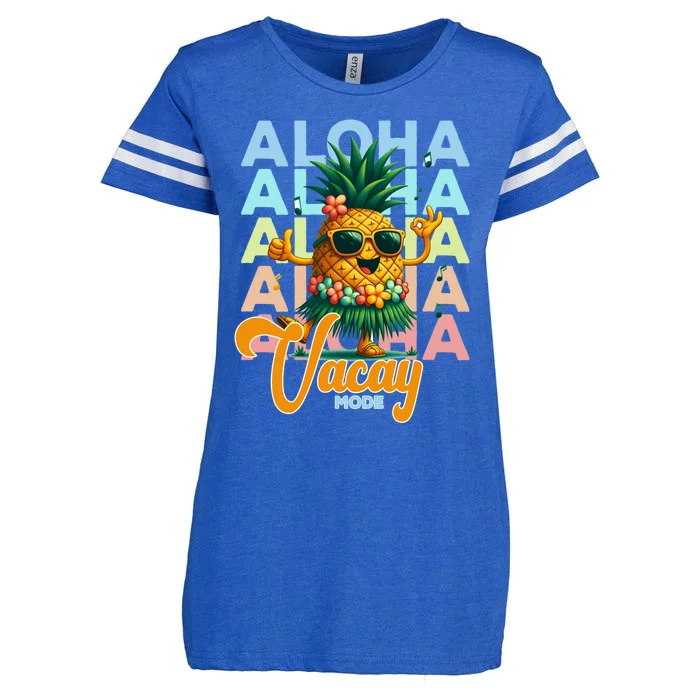 Retro Cute Hawaii Pineapple Grass Enza Ladies Jersey Football T-Shirt