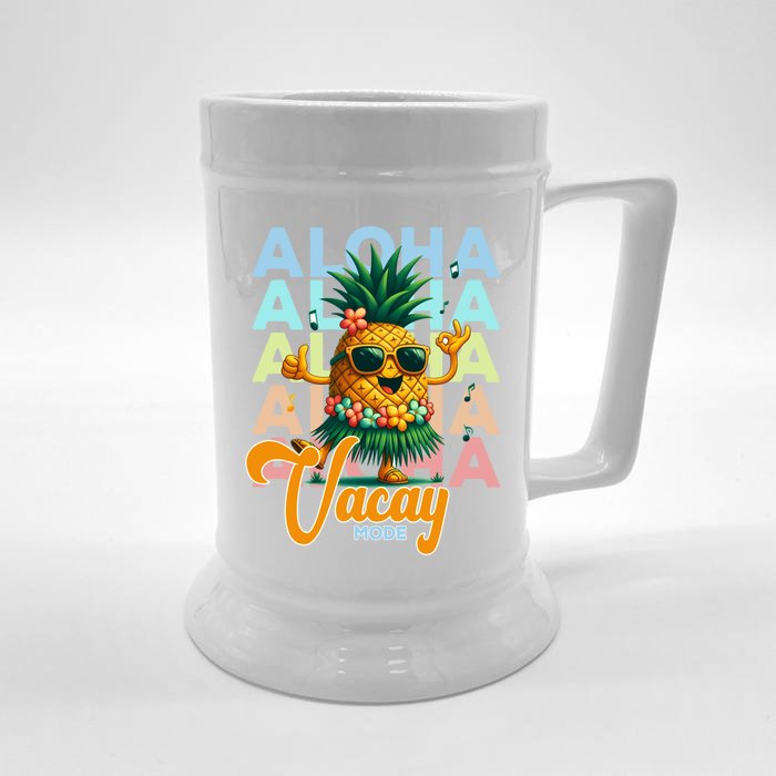 Retro Cute Hawaii Pineapple Grass Front & Back Beer Stein