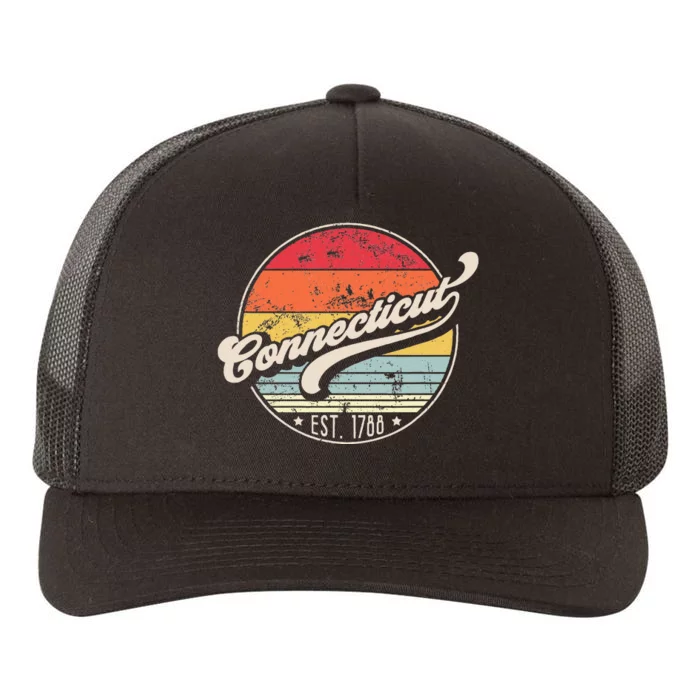 Retro Connecticut Home State Ct Cool 70s Style Sunset Yupoong Adult 5-Panel Trucker Hat