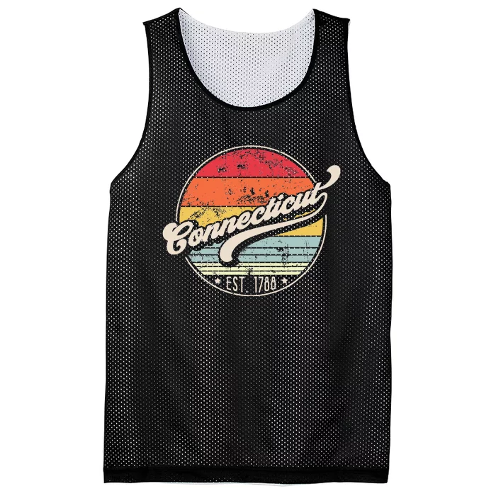 Retro Connecticut Home State Ct Cool 70s Style Sunset Mesh Reversible Basketball Jersey Tank